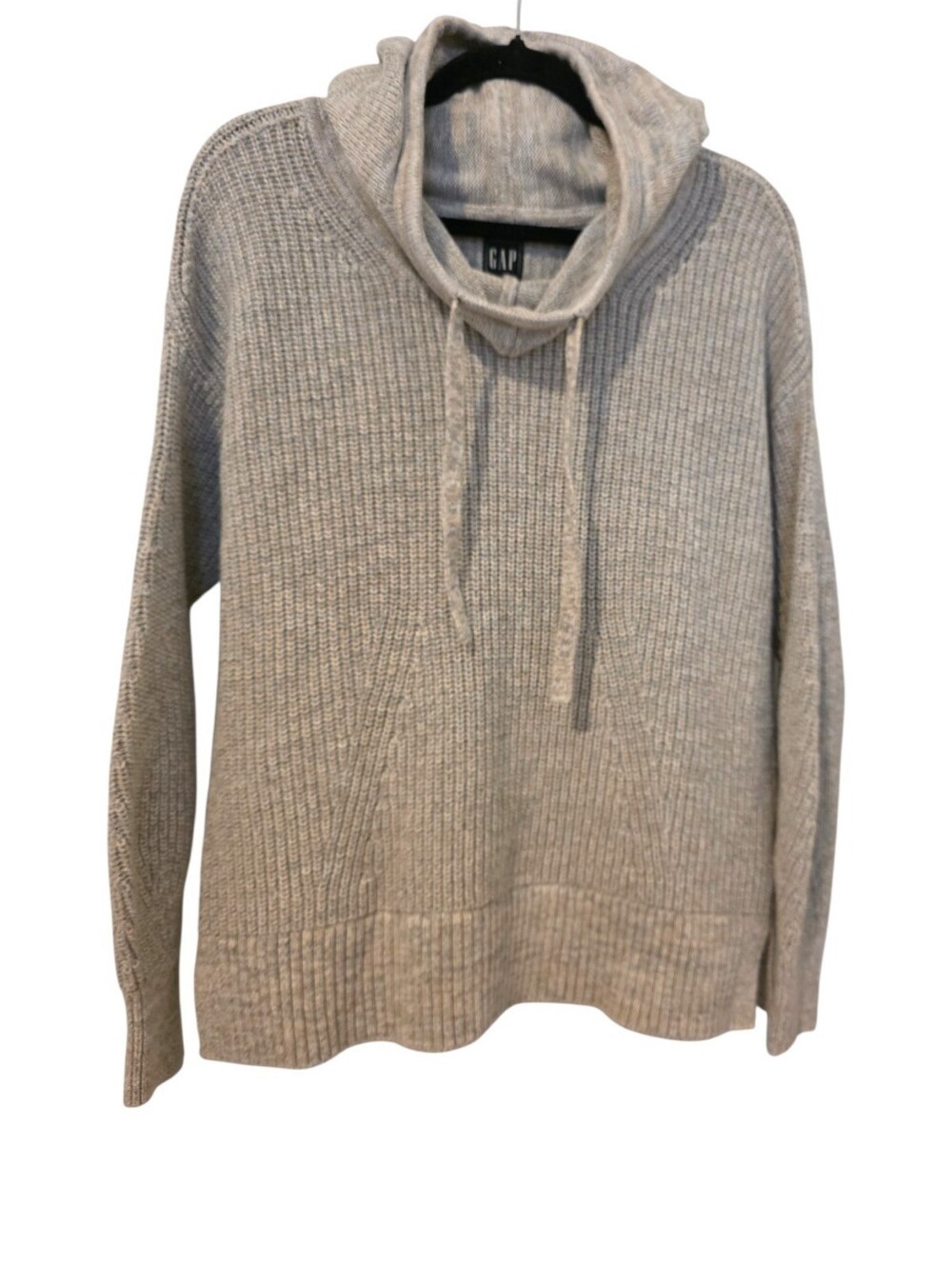 GAP Women's Heather Gray Ribbed Hooded Pullover Med
